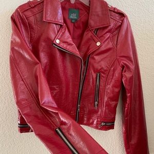 Red Leather Motto Jacket